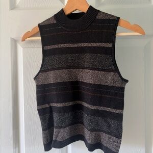 House Of Harlow 1960 Sleeveless Black & Gold Striped Sweater Vest S